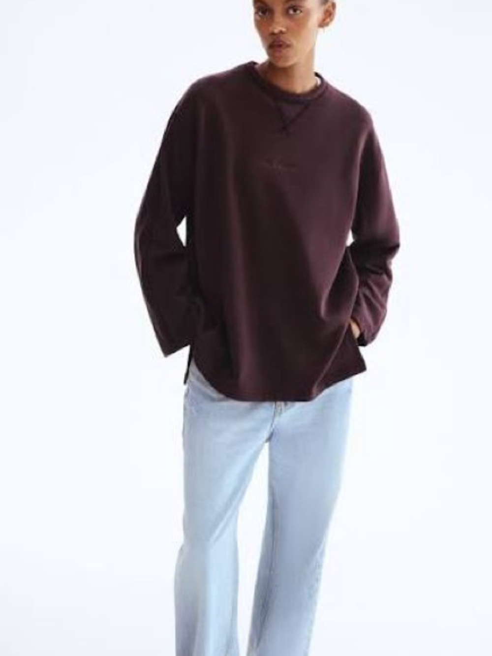 H&M Crewneck Sweatshirt in Plum